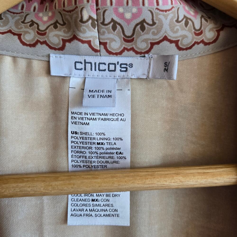 Chico's Kimono Tapestry Floral Mid Tunic Top Floral S/M Boho Flowy Cardigan S/M - Picture 6 of 7